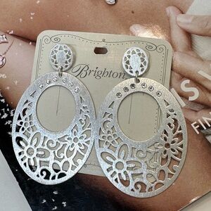 NWT BRIGHTON POSH GARDEN POST DROP EARRINGS - SILVER